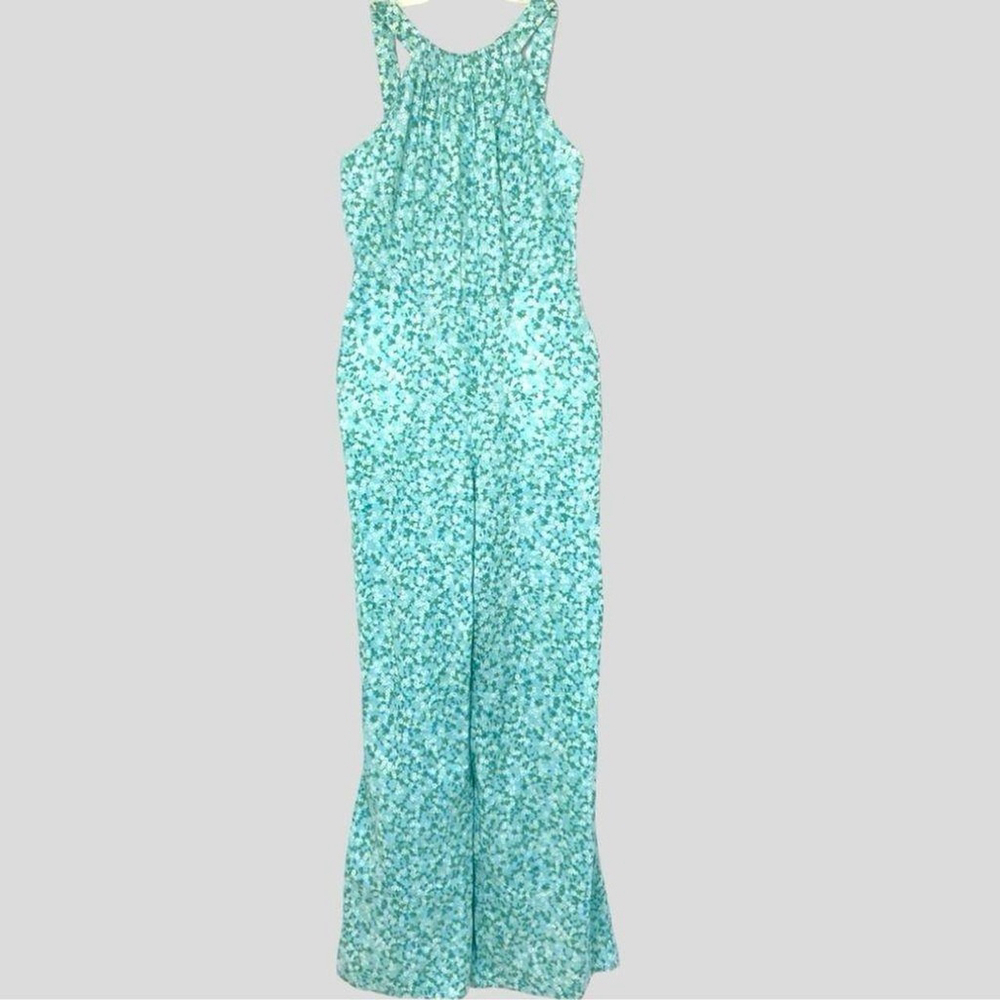 ZARA‎ Women's Wide Leg Jumpsuit Sz. M Ditsy Floral Wide Straps Pockets - Picture 2 of 8